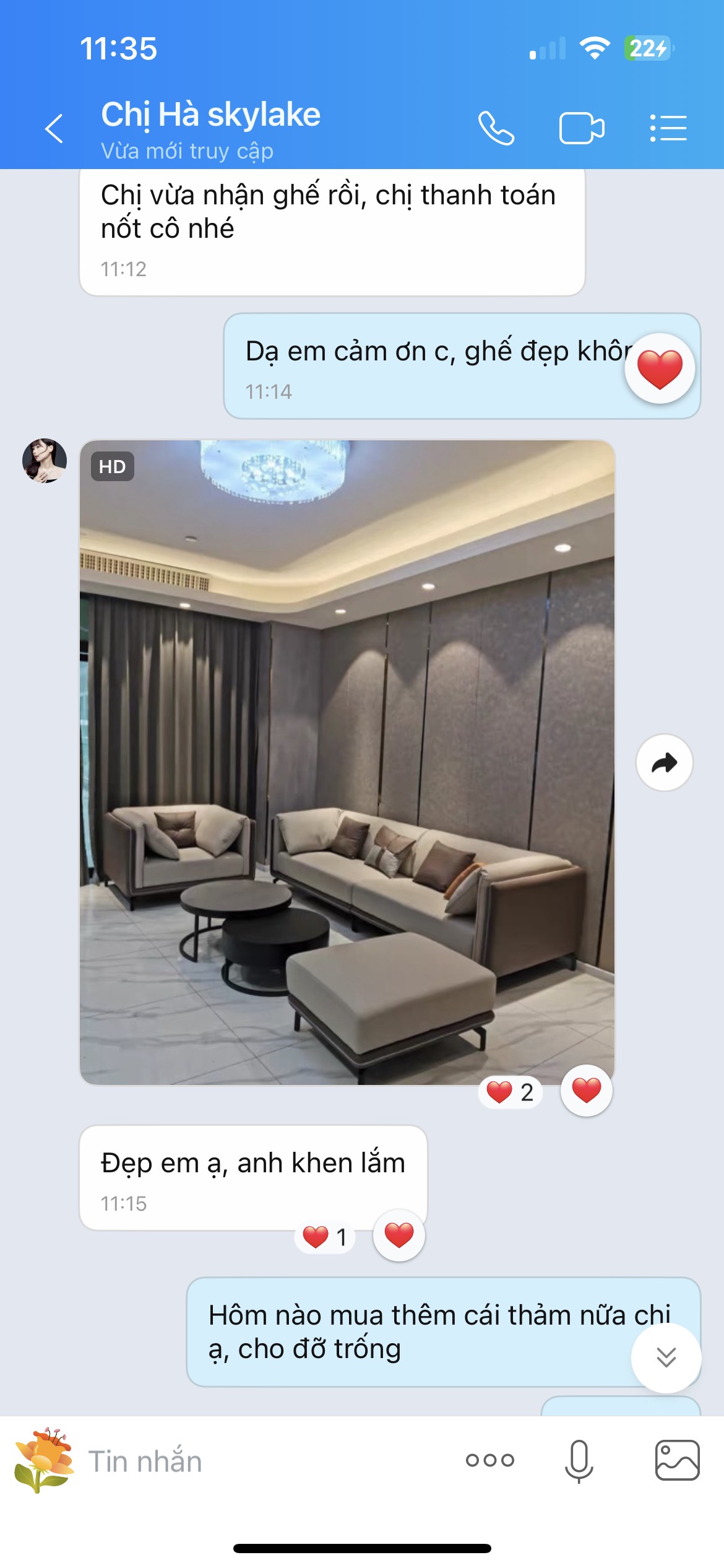 Phản hồi khách hàng qua Zalo