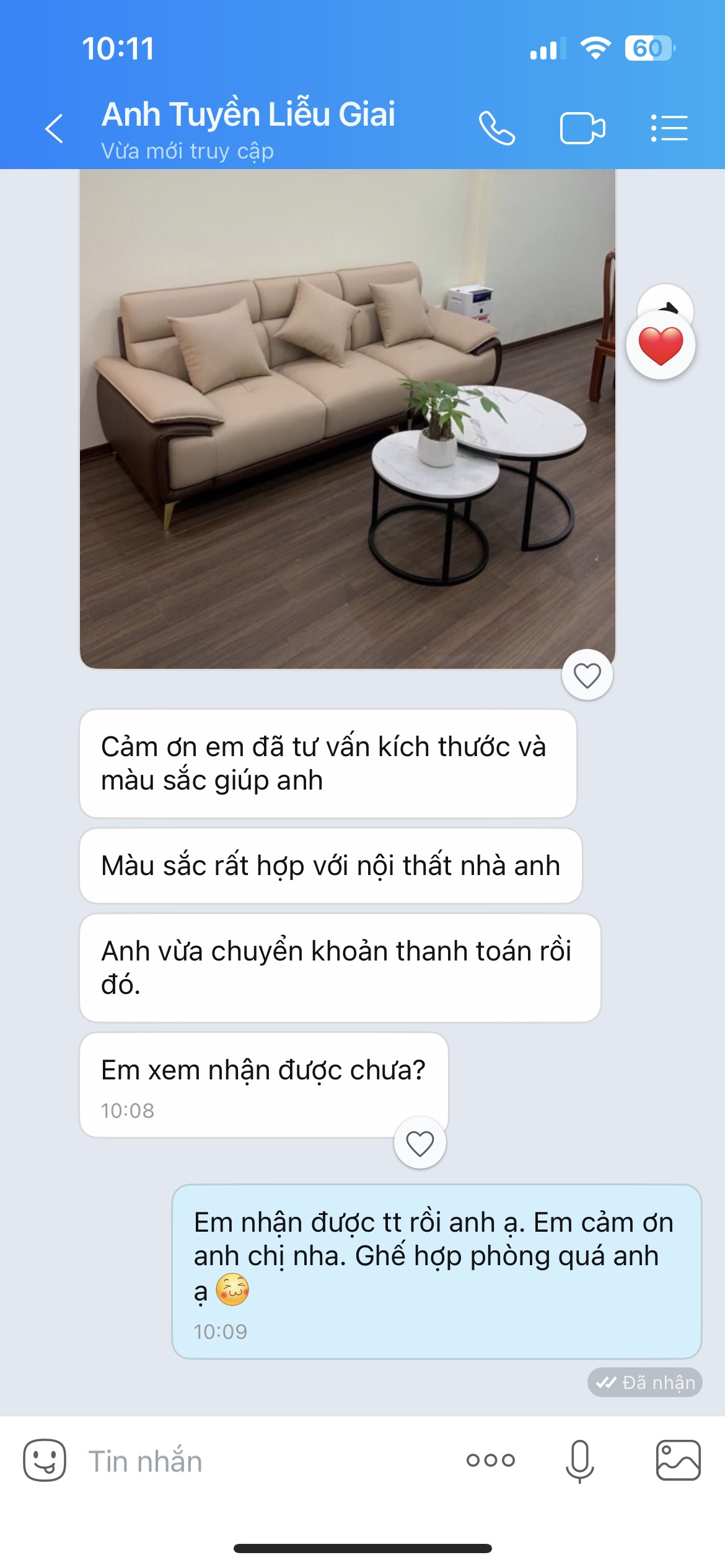 Phản hồi khách hàng qua Zalo